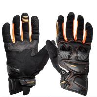 Sweep Перчатки кожаные+текстиль Hammer Black/Orange в Новосибирске